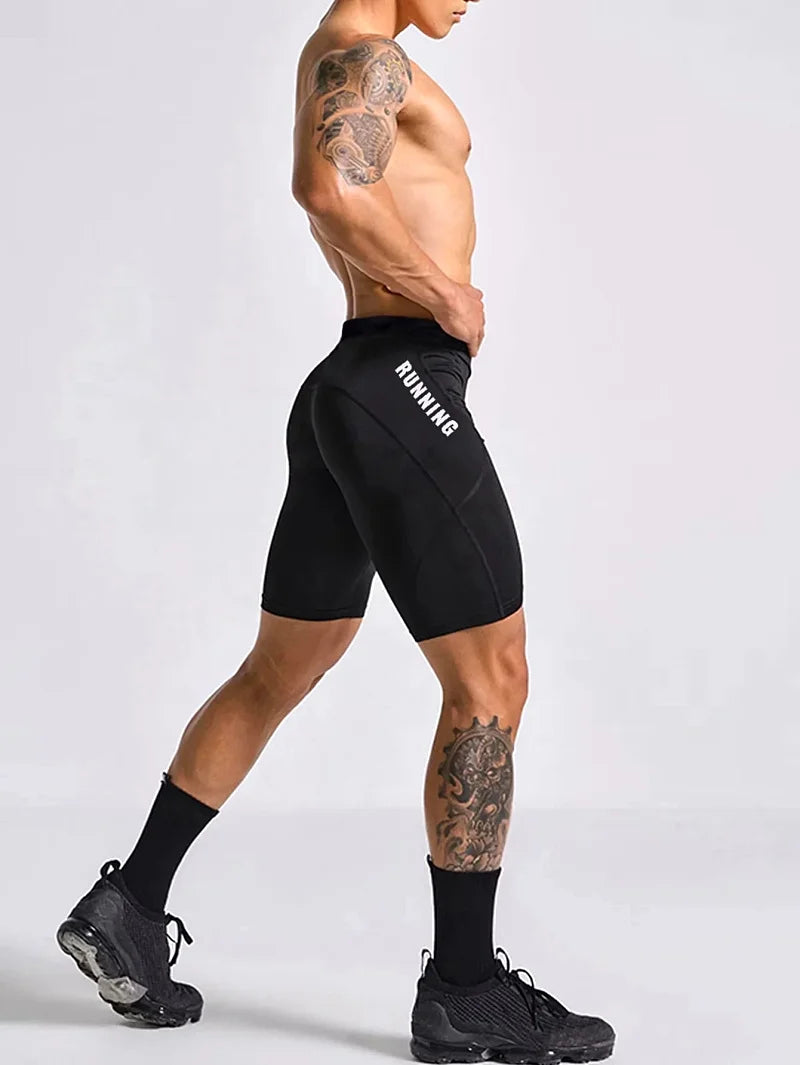 Men Bodybuilding Shorts Fitness Workout Inseam Gym Knickers Male Muscle Alive Elastic Compression Tights Skinny Leggins Hombre