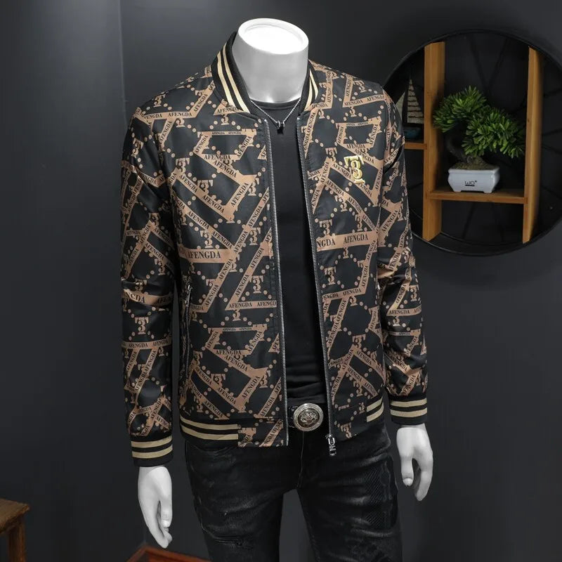 Autumn Winter Baseball Jacket Men Luxury Printed Casual Business Bomber JacketS Social Streetwear Windproof Outdoor Coats M-4XL