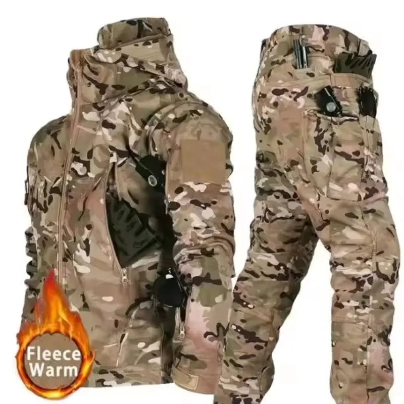 Winter Autumn Fleece Men Jacket Tactical Waterproof Suit Outdoor Fishing Hiking Camping Tracksuits Coat Thermal Suit