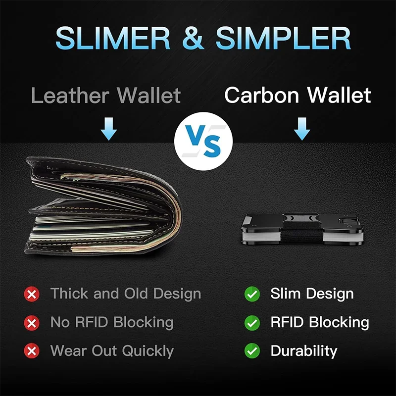 Metal Wallet for Men, Ergonomics Design Money Clip Wallet with Compass, Minimalist Slim Wallet with RFID Blocking