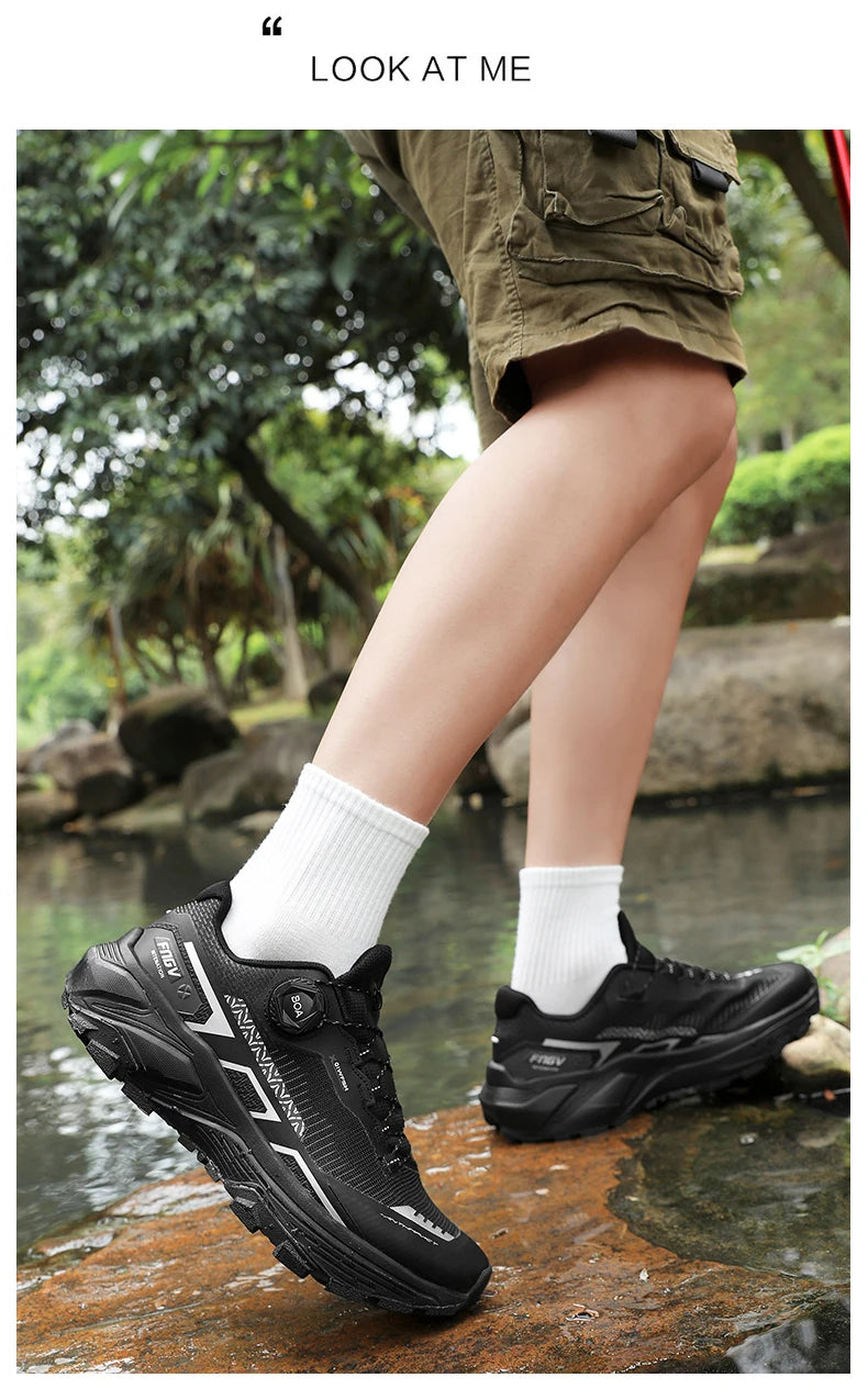 Shoes for Men 2025 New Men Sneakers Leather Waterproof Mountaineering Camping Hiking Shoes Thick Sole Comfortable Running Shoes