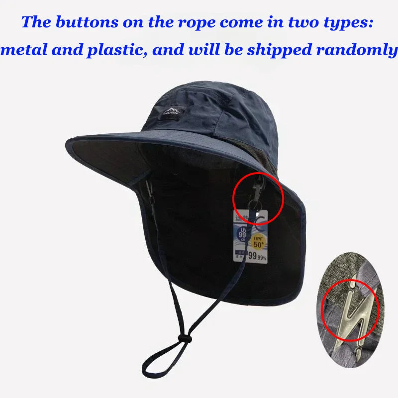 Caps Summer Wide Brim Neck Protection Unisex Bucket Hats Outdoor Visor Quick-drying Panama Sunscreen Tied Fishing Hiking Hat