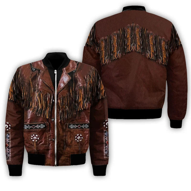 American West Cowboy Men Bomber Jacket Custom Name 3d Printed Jacket Men Clothes Autumn Winter Harajuku Zipper Coat Overszied