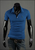 Man Polo Shirt Mens Casual Deer Embroidery Polos shirts Men Short Sleeve t shirt Solid polo men Hommes 2 PCS free shipping MY105