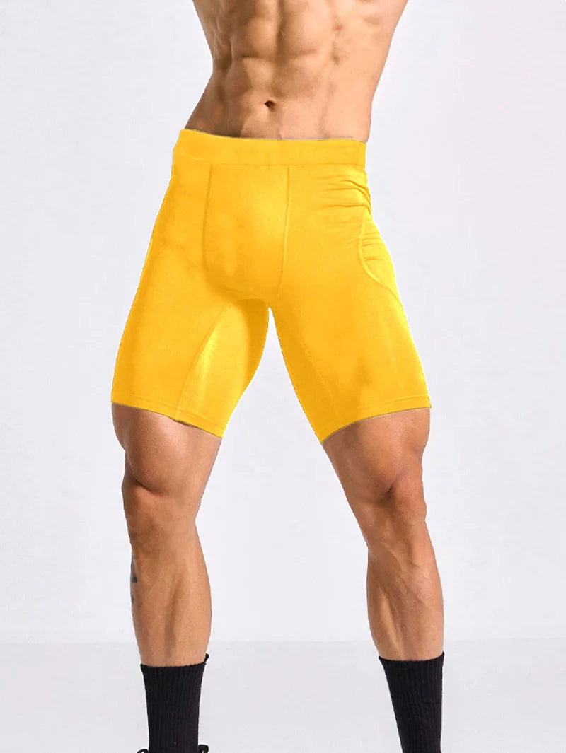 Men Bodybuilding Shorts Fitness Workout Inseam Gym Knickers Male Muscle Alive Elastic Compression Tights Skinny Leggins Hombre