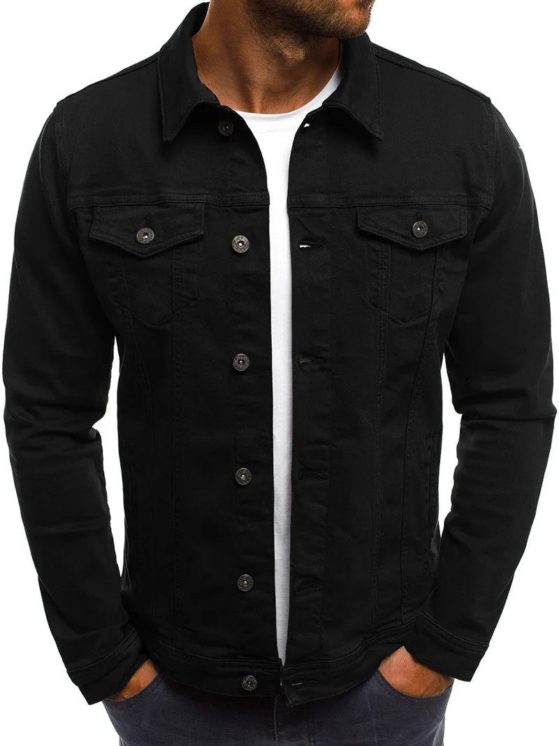 Retro Multiple pockets Men's denim Jacket 2025 Spring and Autumn Men's fashionable versatile slim fit Jacket coat