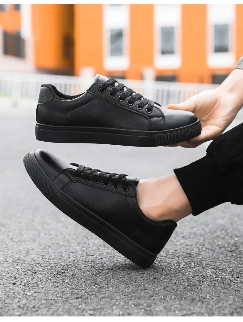 Sneakers Men Shoes 2026Leather Mens Casual Shoes Flat Male Footwear Fashion Black White Shoes Tenis Masculino Skateboard