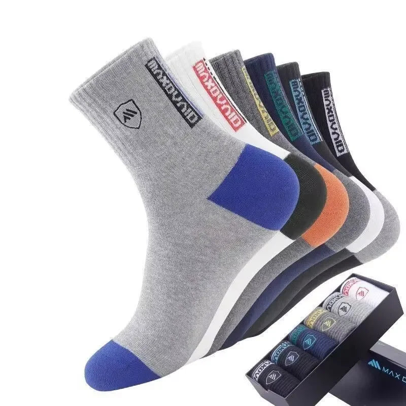 5 Pairs Men's Comfortable Breathable Crew Socks Soft Warm Elastic Sports Socks for Spring Autumn Winter Daily Casual Wear