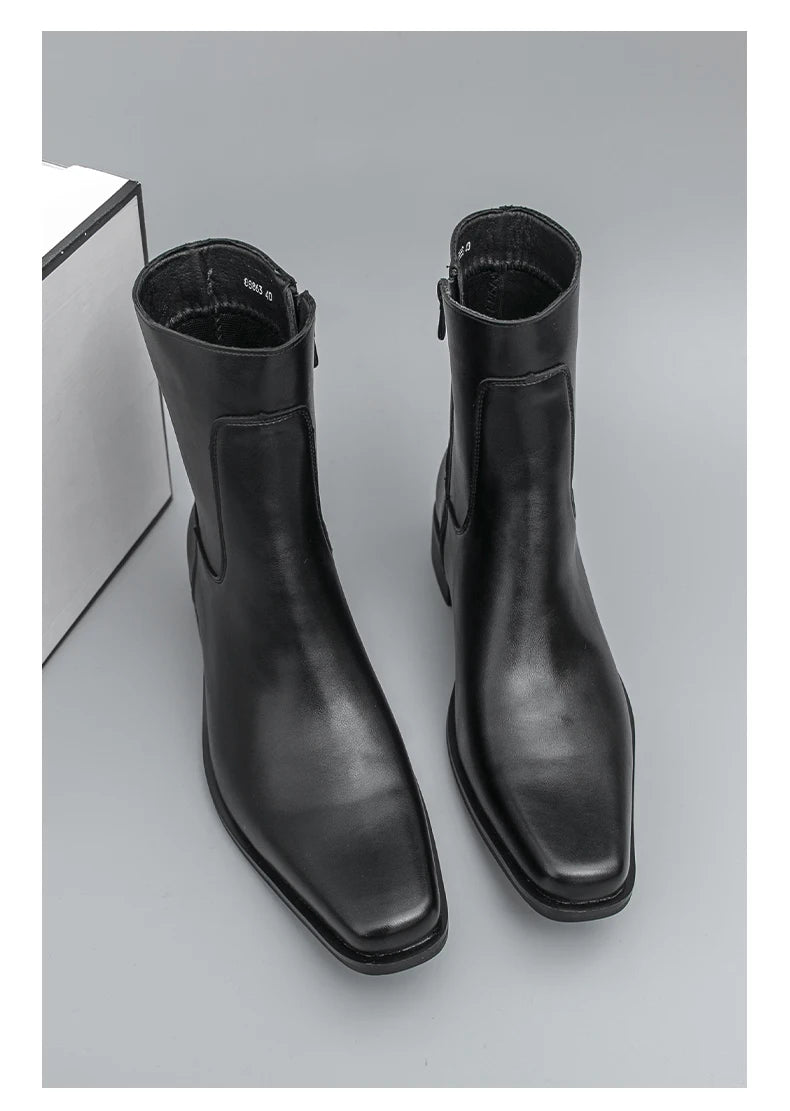 Men Boots Business Chelsea Boots Black Brown Side Zippers Men Casual Comfortable Fashionable Knight Shoes Zapatos Para Hombre