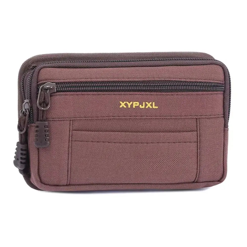 Bum Bag Men Waist Pack Phone Holder Multi-Compartment Mobile Phone Bags Canvas Zipper Close Men Wallet Pouch Hiking Cycling