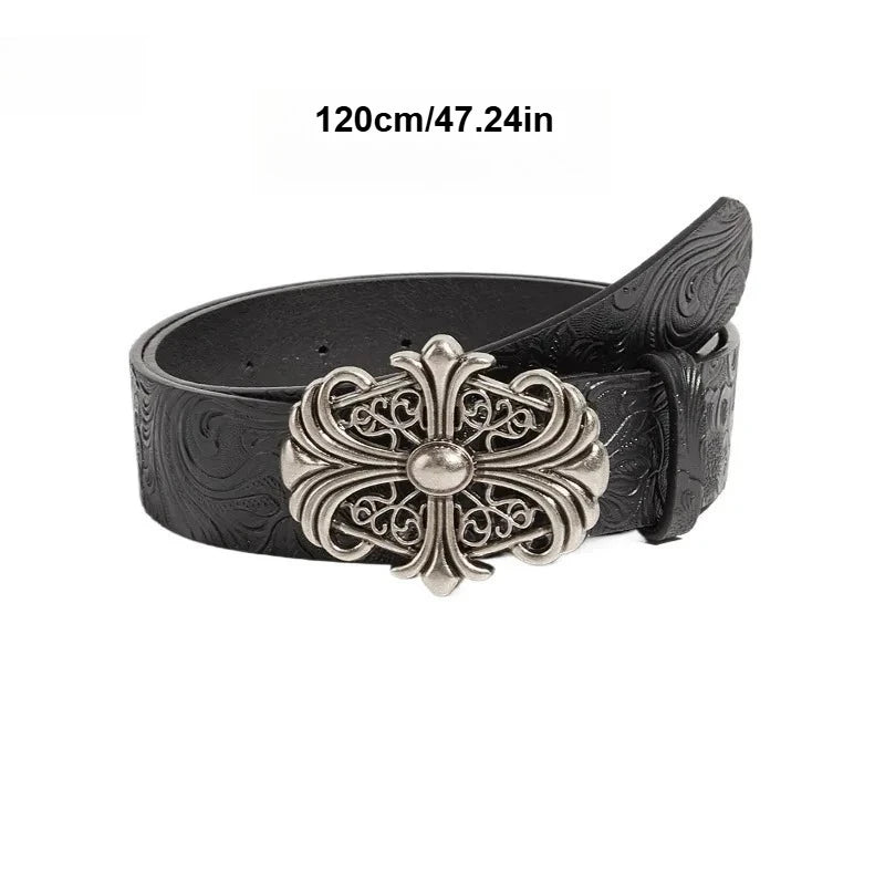 Stylish Minimalist Artistic and Vintage-Style Belt - Fashionable Versatile Embossed Western-Style Belt for Men and Women