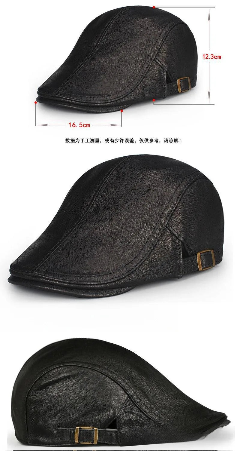 Hat Men's Spring and Autumn Peaked Cap Men's Hat Sheepskin Autumn and Winter Middle-aged Young Leisure Tide Beret Old Man Hat