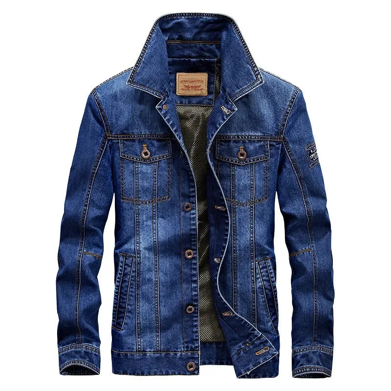 Men's Casual Denim Jacket Collared Outerwear Spring Autumn Winter New Style Large Size Trendy Men's Top 66008A