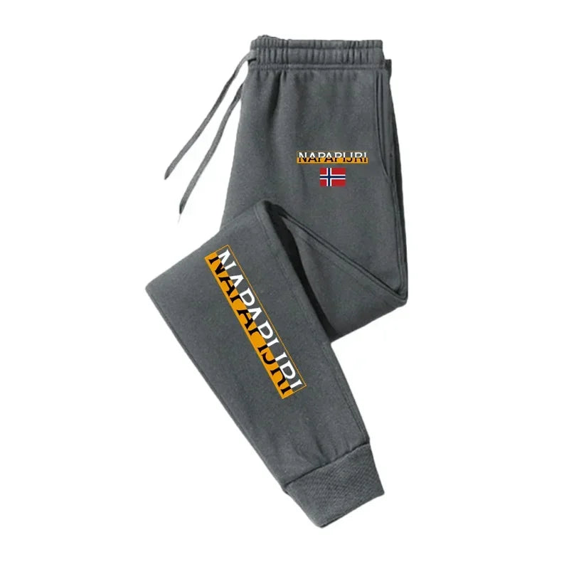 Men Casual Jogger Pants Elastic Waist Drawstring Sweatpants with Pockets Tapered Cuffed Gym Running Sport Trousers
