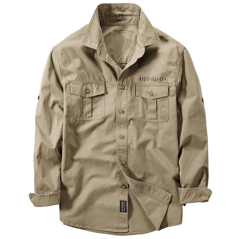 New Men's Spring Multi-pocket Military Tactical Shirts Male Autumn Breathable Blouse Long Sleeve Working Camisa Cargo Shirts