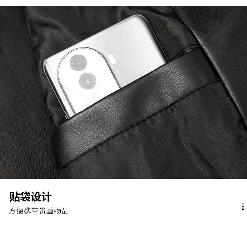 Spring And Autumn Locomotive Leather Jacket Men's Jacket Young Men's Stand-up Collar Casual Handsome Leather Jacket Men