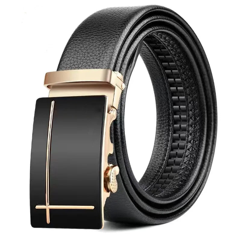 Men's Belt Can Be Cut Automatic Buckle Leather Belt Fashion Classic Versatile Trend Pants Belt