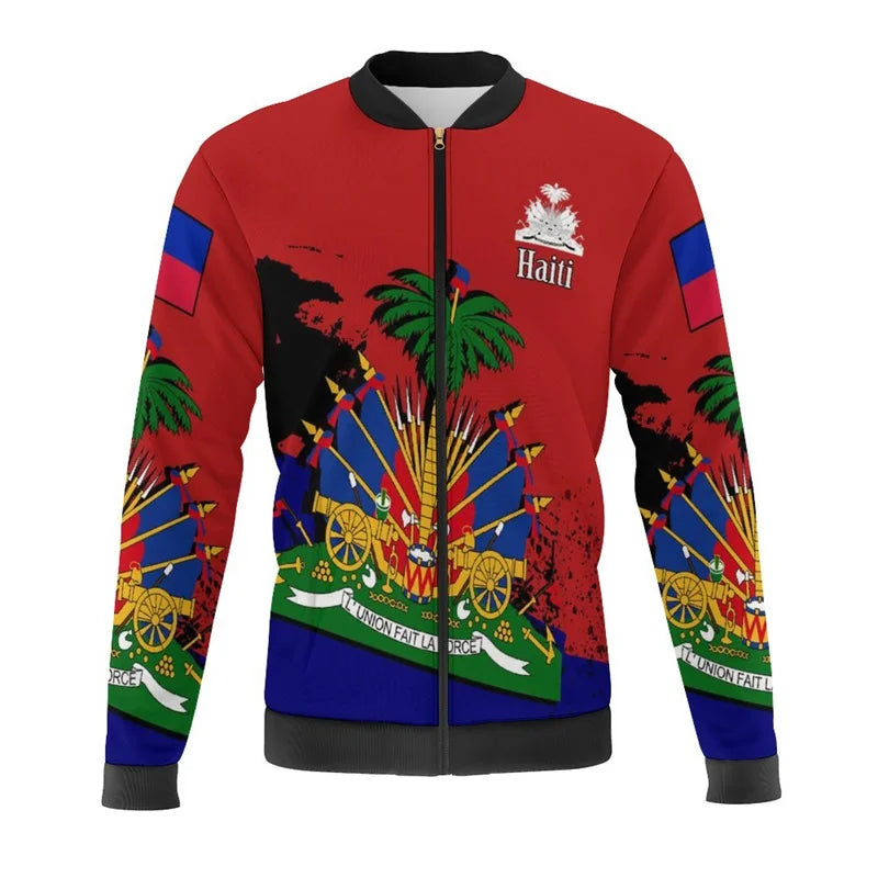 Haiti Flag Map 3d Print Jackets Men Bomber Jacket Oversize Harajuku Zipper Jacket Kid Street Tracksuits Male Outerwear Tops