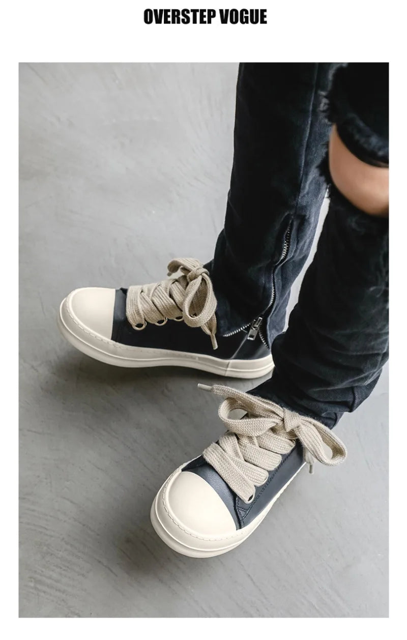 2025Men's Sneakers High Quality Leather Casual Shoes Fashion Couple Street Skate Shoes for Men Lace Up Walk Flats Zapatos Hombre