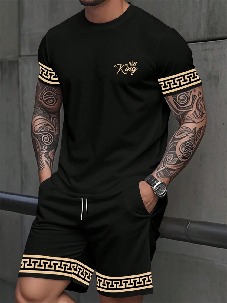 2026 Summer New Arrival Men's Suit Stylish Hip-Hop Style Short-Sleeve Comfortable Fashion Wear Plus Size Athletic Quick-Dry Set