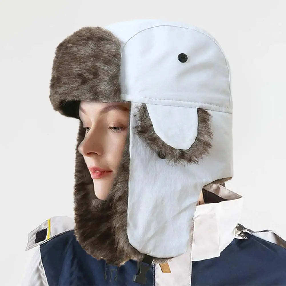 Men Women Trapper Hats Russian Ushanka Warm Winter Fur Earflap Hat Outdoor Sports Skiing Hunting Fishing Plush Cap