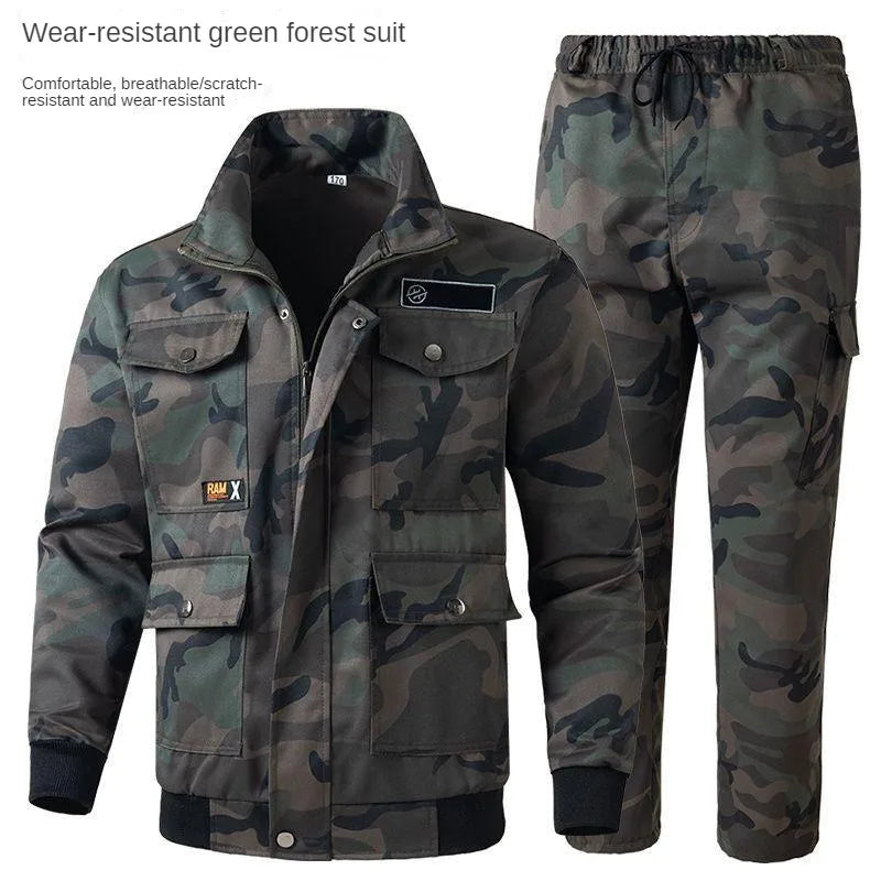New Spring And Autumn Camouflage Suit Men's Labor Protection Clothing Welding Outdoor Travel Wear-resistant Work Clothes
