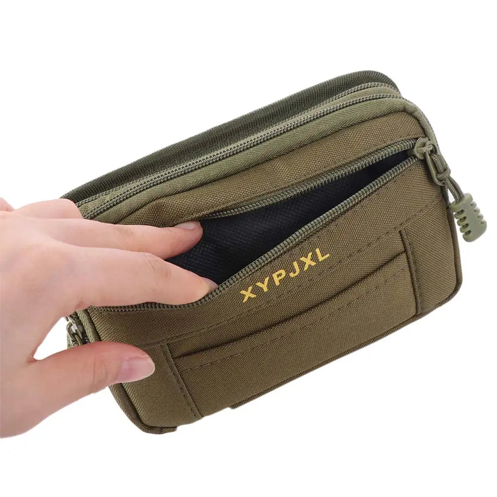 Bum Bag Men Waist Pack Phone Holder Multi-Compartment Mobile Phone Bags Canvas Zipper Close Men Wallet Pouch Hiking Cycling