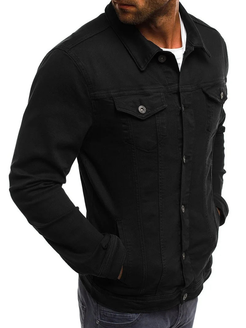 Retro Multiple pockets Men's denim Jacket 2025 Spring and Autumn Men's fashionable versatile slim fit Jacket coat
