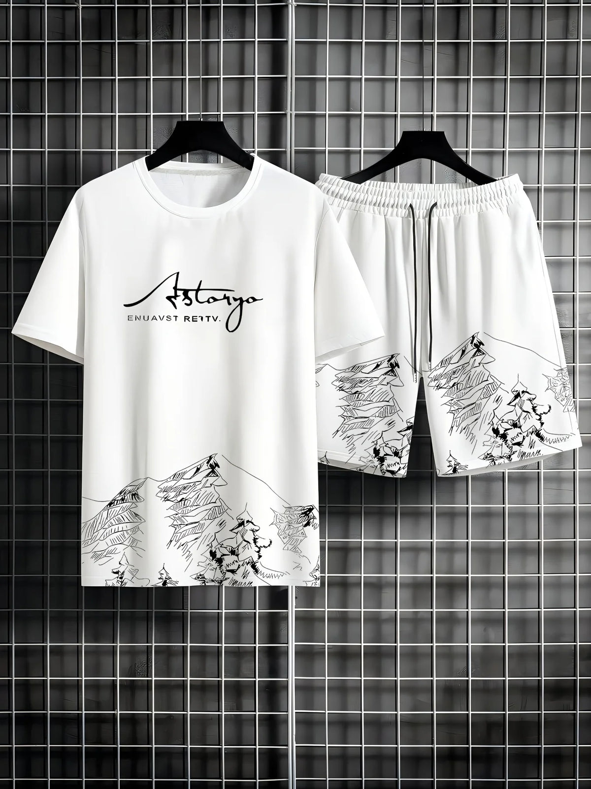 Summer Casual Men's T-Shirt and Shorts Set 2026 Sportswear Set Plus Size Short-Sleeve T-Shirt Drawstring Pocket Shorts Set