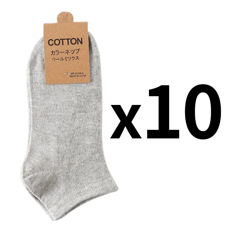 Cotton Men Socks Pack Breathable Socks Set High Quality Short Socks Black Ankle Short Gift For Man Size 39-44 Sox 10 Pairs 1 Lot