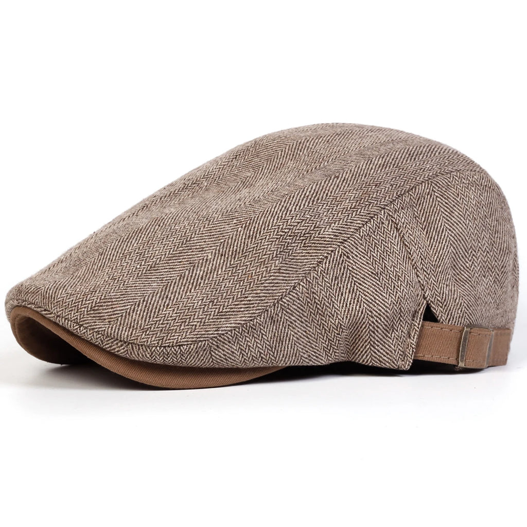 Men Retro Herringbone Grid Newsboy Caps British Painters Hats Spring and Autumn Adjustable Flat Cap Hip Hop Berets