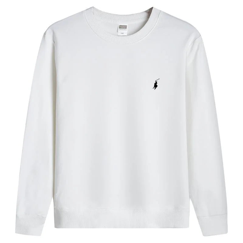 RL embroidered sportswear cotton men's spring and autumn thin style long sleeved men's round neck pullover top men's clothing
