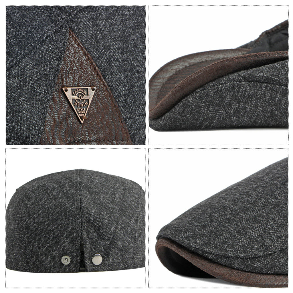 British Retro Beret Hat For Men Winter Thick Warm Woolen Newsboy Cap Fashion Outdoor Casual Cap