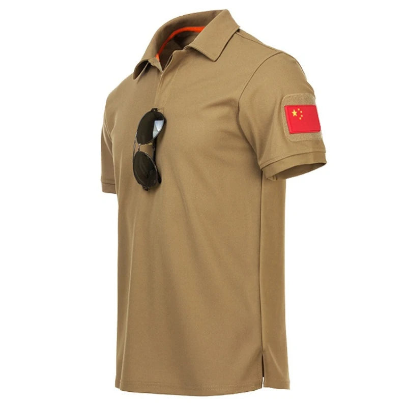 Men Polo Shirt Quick Dry Pullover Embroidered Shirts Summer Oversized Breathable Clothes Elastic Plain Hiking Climb T-shirts