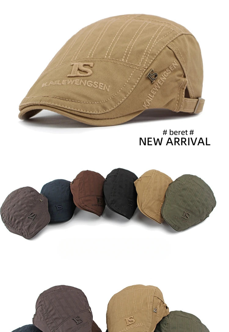 2026 Hat Men's Spring Summer  Embroidery Cotton Cap British Vintage Fashion Forward Hat Women's Casual Beret Youth Hat
