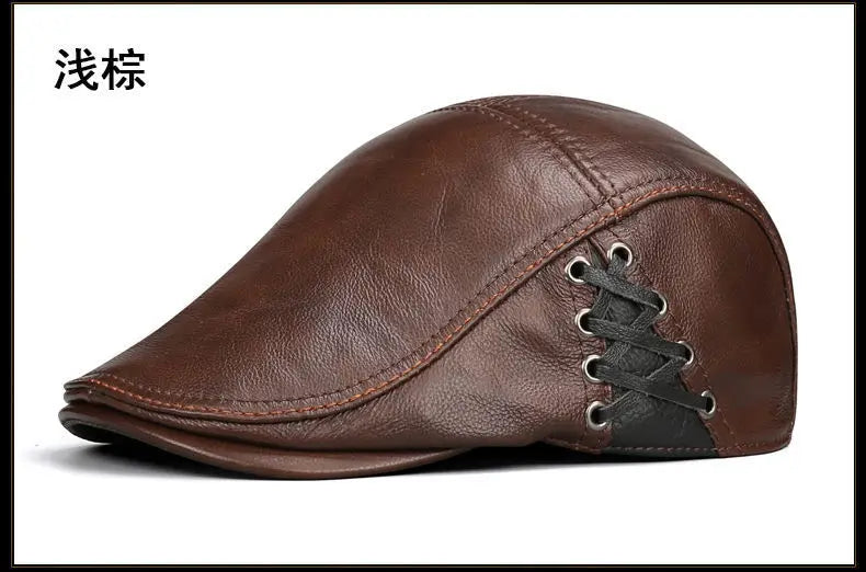Hat Men's Spring and Autumn Peaked Cap Men's Hat Sheepskin Autumn and Winter Middle-aged Young Leisure Tide Beret Old Man Hat