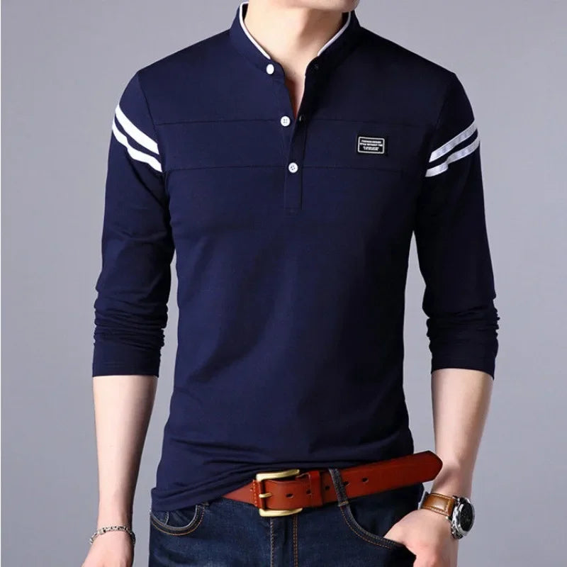 Pullovers Long Sleeve High Quality Polo T Shirt for Men Plain Unicolor Harajuku Fashion Streetwear Luxury 2025 Xl Man Sweatshirt
