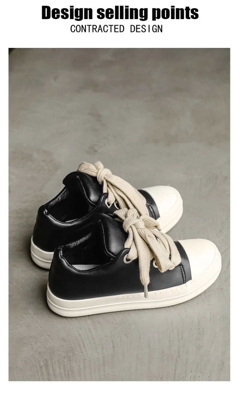 2025Men's Sneakers High Quality Leather Casual Shoes Fashion Couple Street Skate Shoes for Men Lace Up Walk Flats Zapatos Hombre