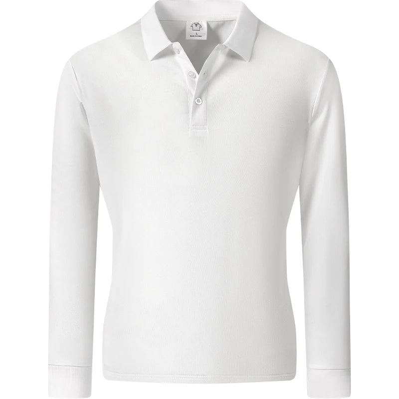 Men's Long Sleeve Henry Polo Shirts Spring Autumn Smart Casual Breathable Comfortable Polo Shirt Solid High Quality Male T-Shirt
