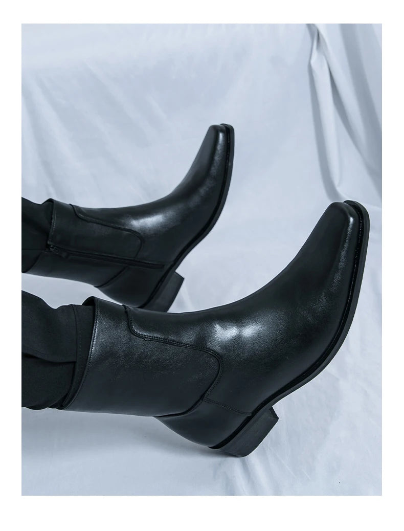 Men Boots Business Chelsea Boots Black Brown Side Zippers Men Casual Comfortable Fashionable Knight Shoes Zapatos Para Hombre