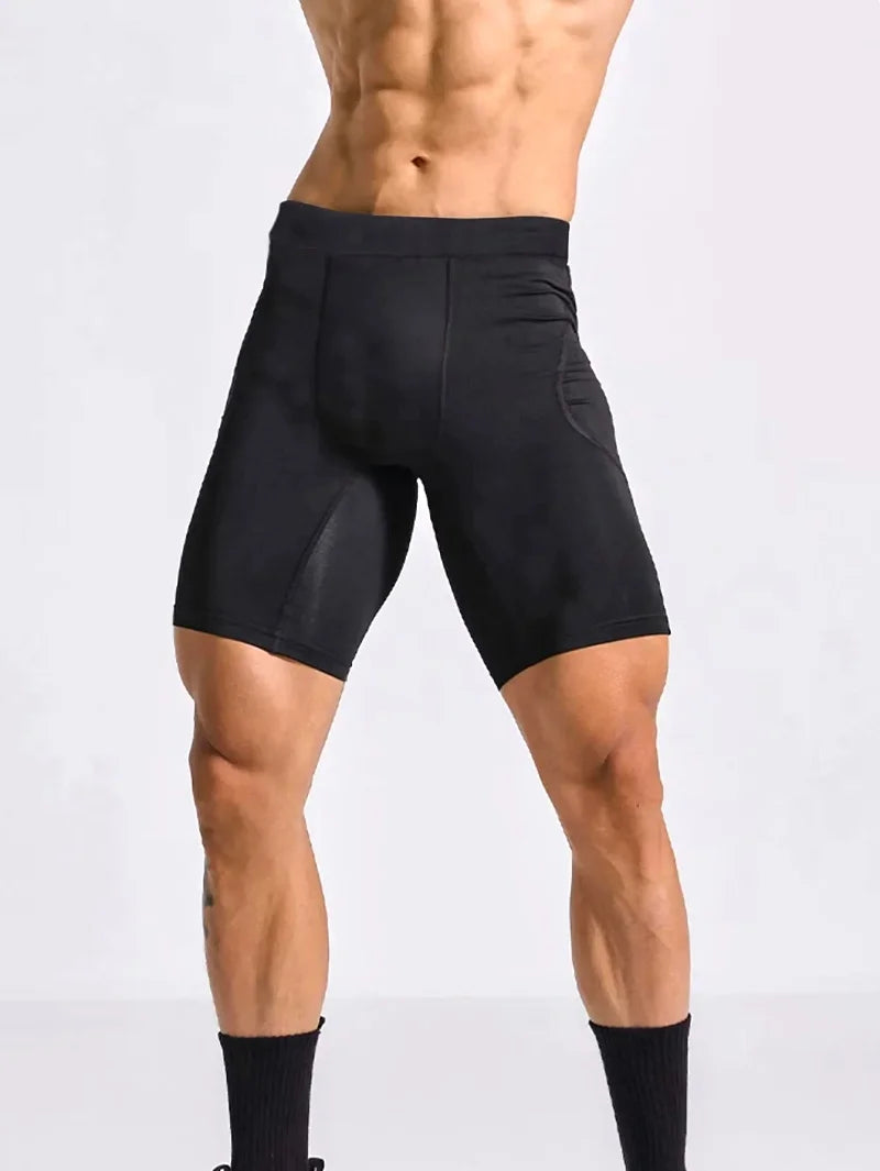Men Bodybuilding Shorts Fitness Workout Inseam Gym Knickers Male Muscle Alive Elastic Compression Tights Skinny Leggins Hombre