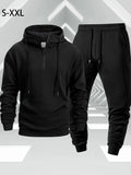 Autumn Outdoor Tracksuit Men's Zippered Hooded Sweatshirt + Pants Two-piece Set Solid Color Casual Sportswear Male Warmth Set