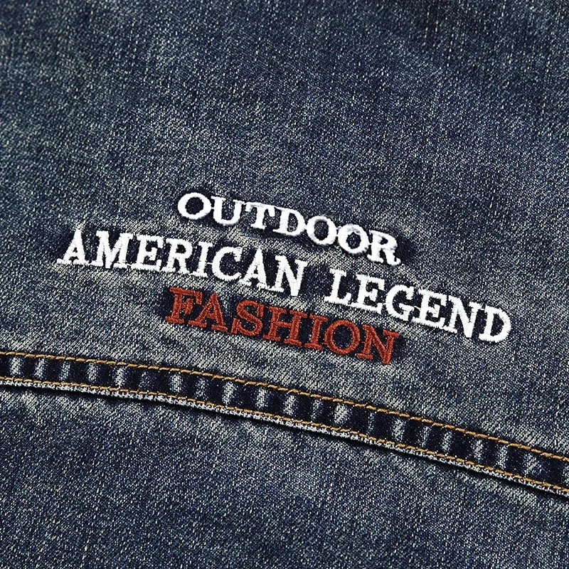 Men's Casual Denim Jacket Collared Outerwear Spring Autumn Winter New Style Large Size Trendy Men's Top 66008A