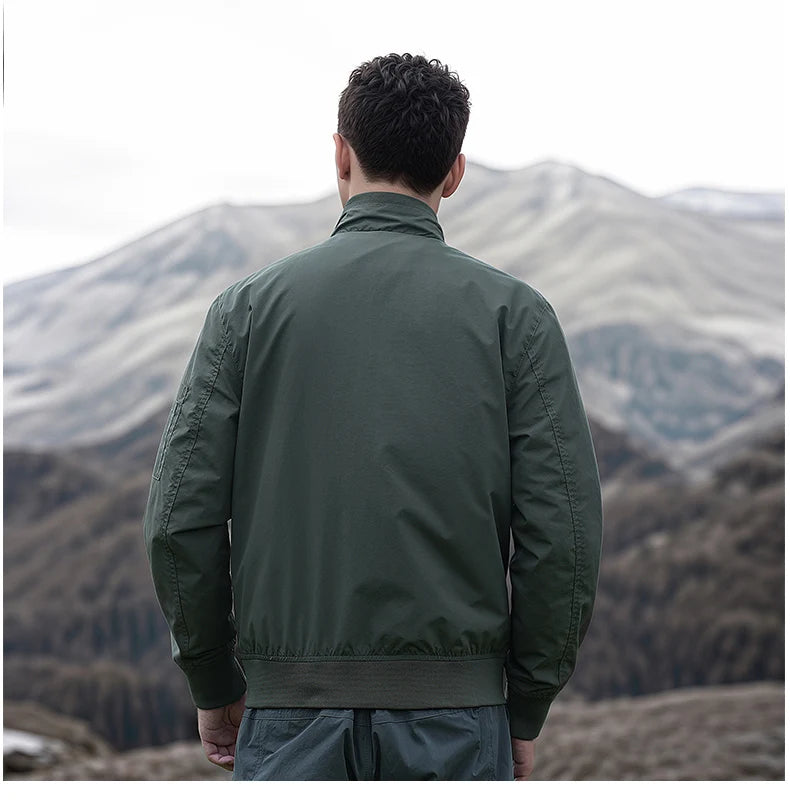 High Quality Handsome Male Jacket Spring Autumn Men's Business Casual Jacket Men Zipper Solid Color Fashion Stand Collar Coats