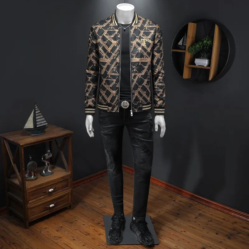 Autumn Winter Baseball Jacket Men Luxury Printed Casual Business Bomber JacketS Social Streetwear Windproof Outdoor Coats M-4XL