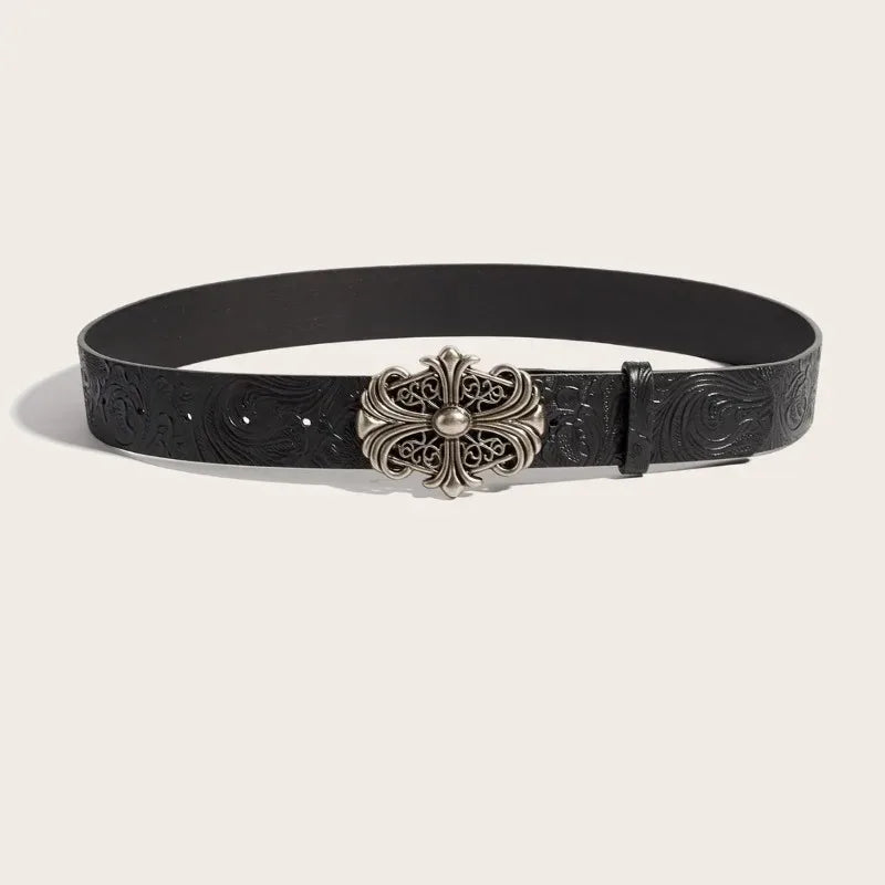 Stylish Minimalist Artistic and Vintage-Style Belt - Fashionable Versatile Embossed Western-Style Belt for Men and Women
