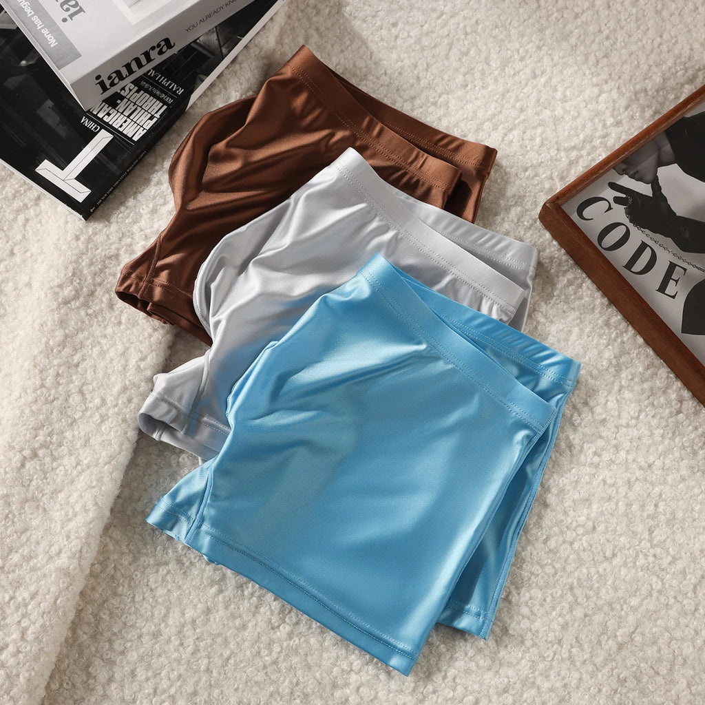 Men's Glossy Panties Boxers Underwear Sexy Men Breathable Boxershorts Underpants Man Solid Boxers Hombre Boxer Shorts Slips