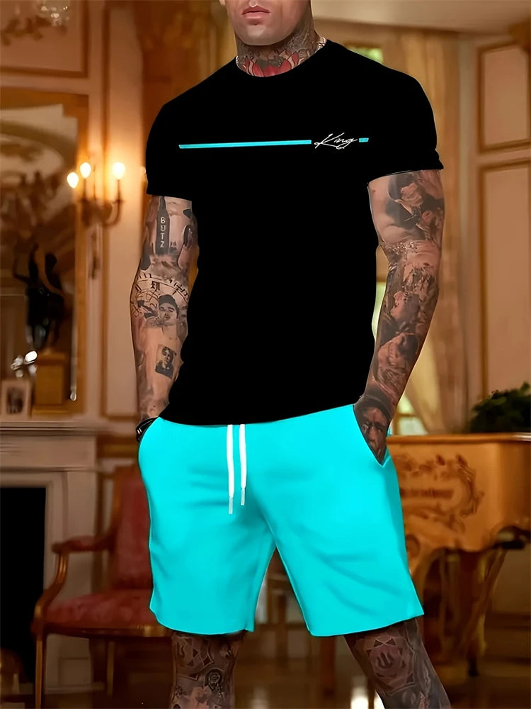 2026 Summer New Arrival Men's Suit Stylish Hip-Hop Style Short-Sleeve Comfortable Fashion Wear Plus Size Athletic Quick-Dry Set
