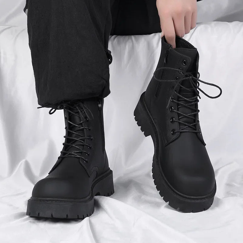 Boots Men British Wind Locomotive Tooling Boots High-top Leather Boot Couple Outdoors Cowboy Motorcycle Boots Shoes Man2025