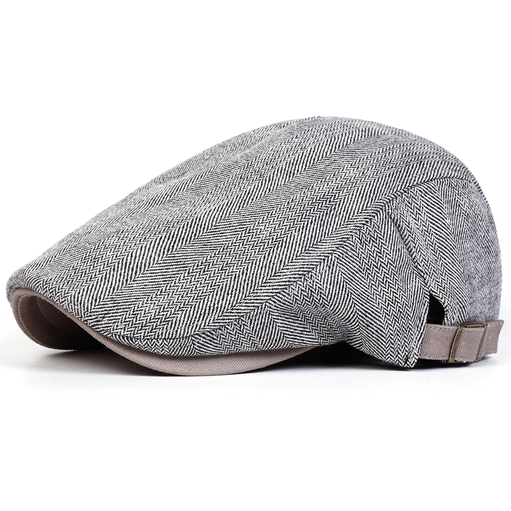 Men Retro Herringbone Grid Newsboy Caps British Painters Hats Spring and Autumn Adjustable Flat Cap Hip Hop Berets